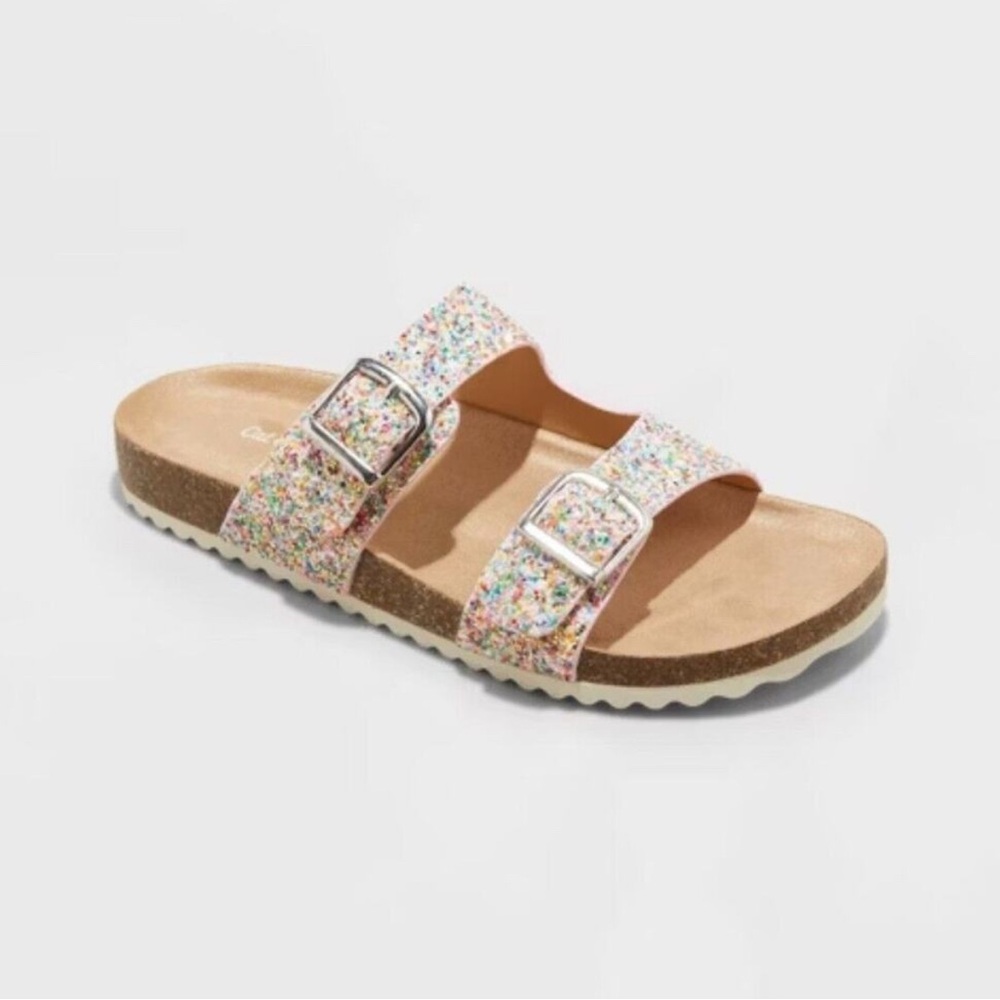 Kids' Girls' Drew Slip On Open Toe Footbed Multicolor Sandals Cat & Jack Size 4